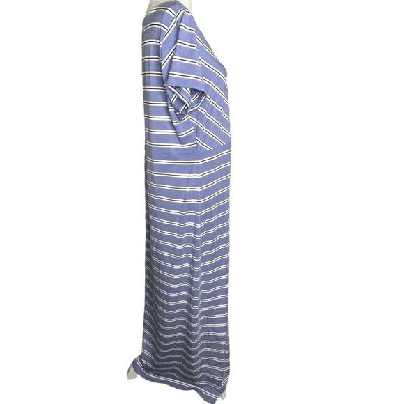 J. Jill Women’s Striped Maxi Shift Dress Short Sleeve Sz Large Periwinkle Black - Picture 5 of 9